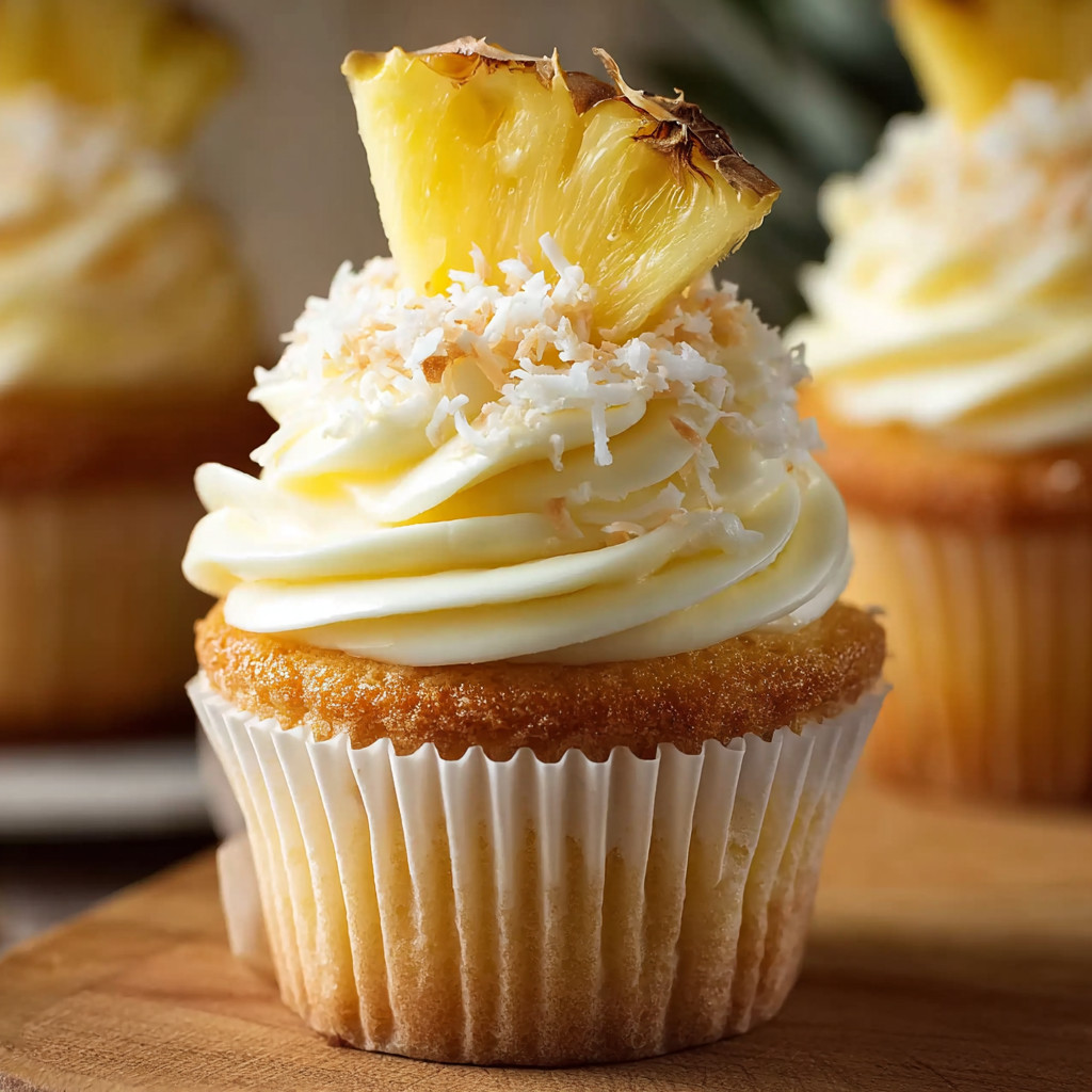 A cupcake with a pineapple on top.