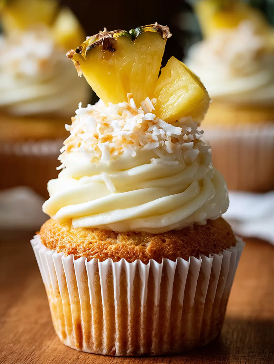 A cupcake with a pineapple on top.