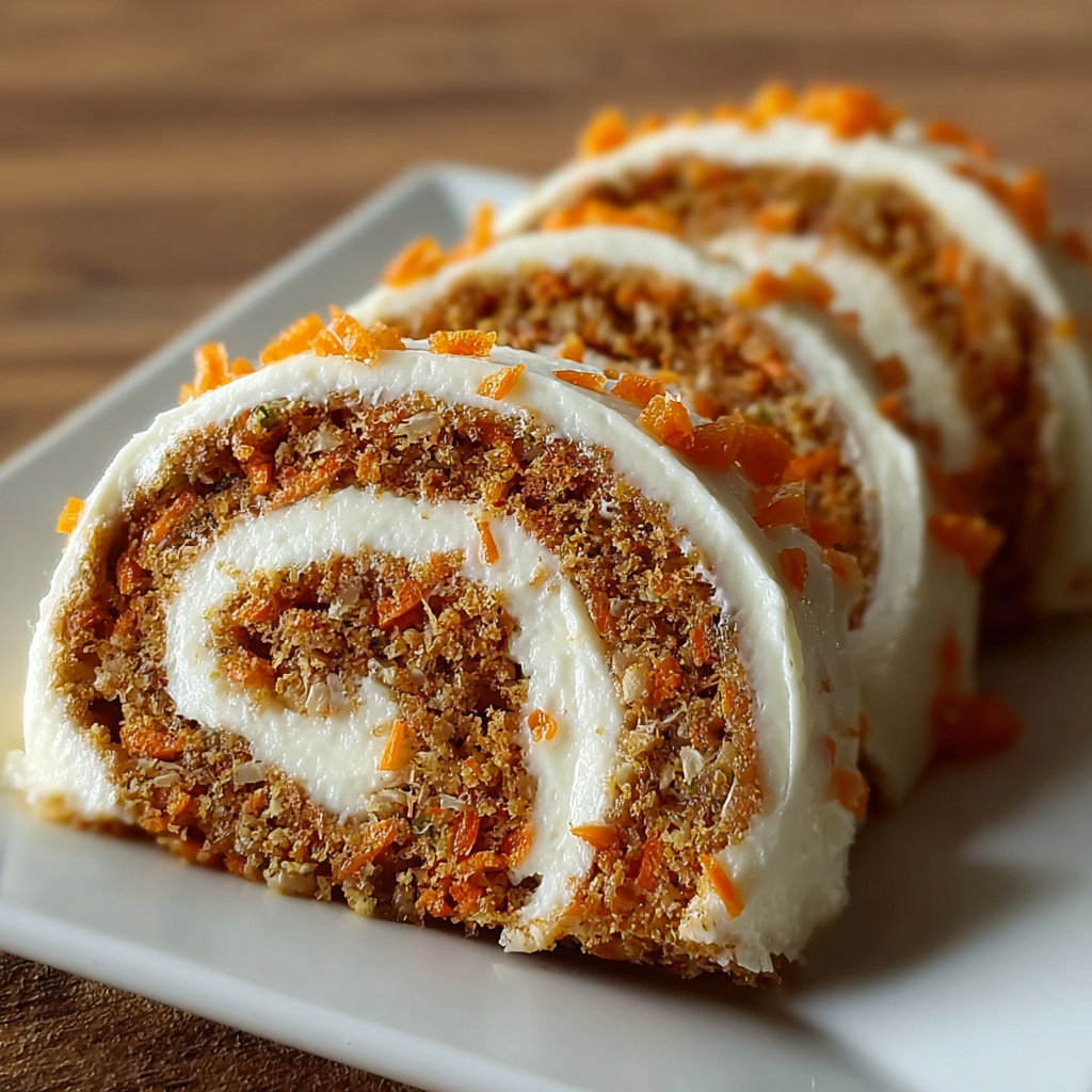 A plate with a carrot cake roll.