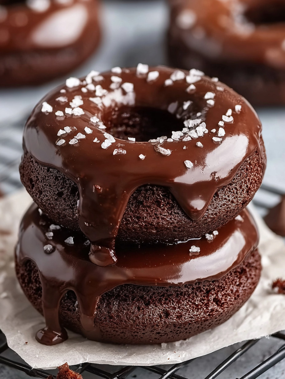 Chocolate donuts with chocolate drizzle.