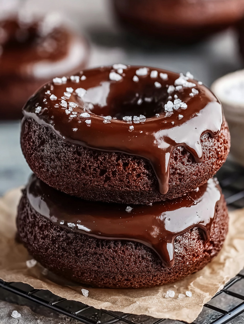 Chocolate donuts with chocolate drizzle.