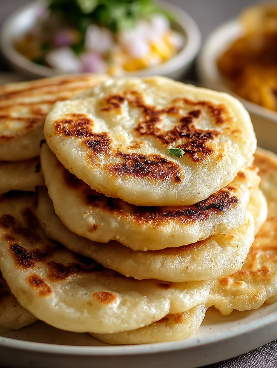 A stack of tortillas on a plate.