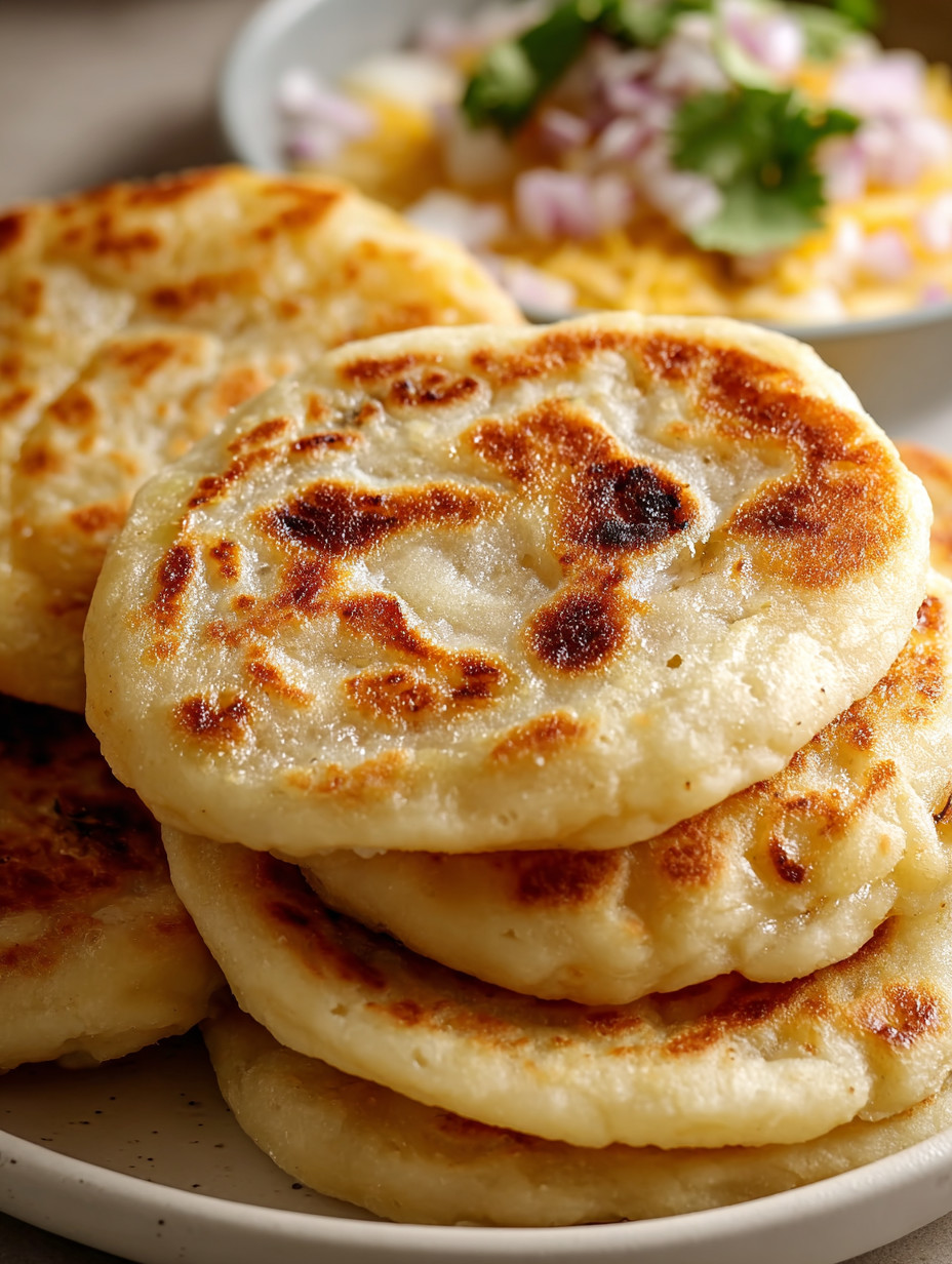 A stack of tortillas on a plate.