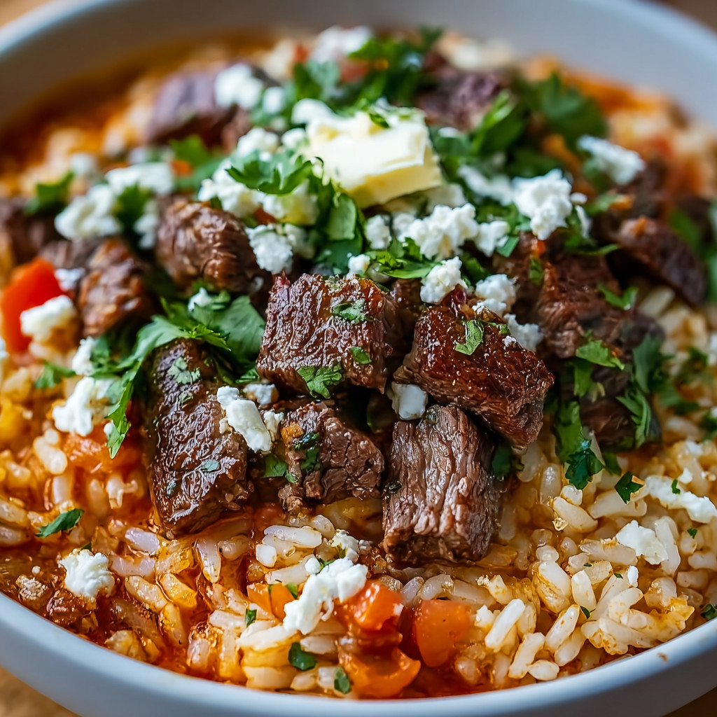 A bowl of meat and rice.