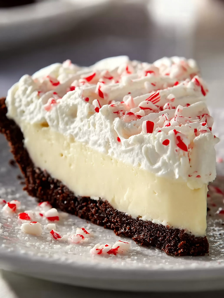 A slice of pie with white whipped cream and red and white sprinkles.