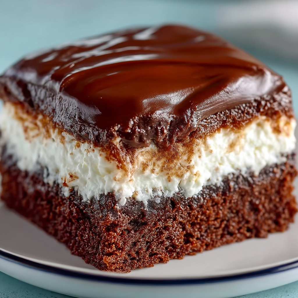 A slice of chocolate cake with white frosting.