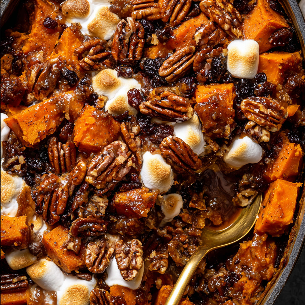 A bowl of food with marshmallows and nuts.