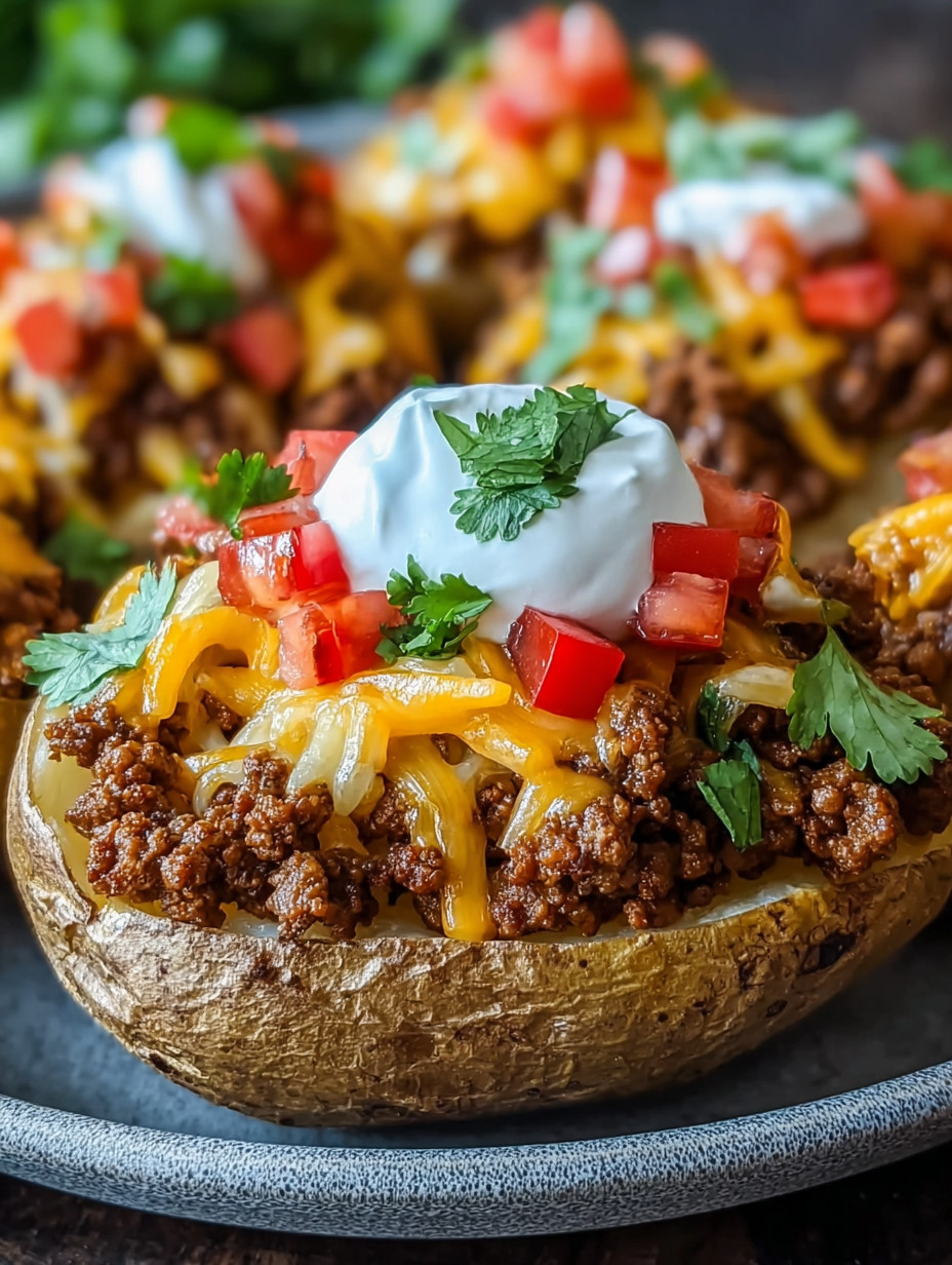 A close up of a potato with cheese and tomatoes on top.
