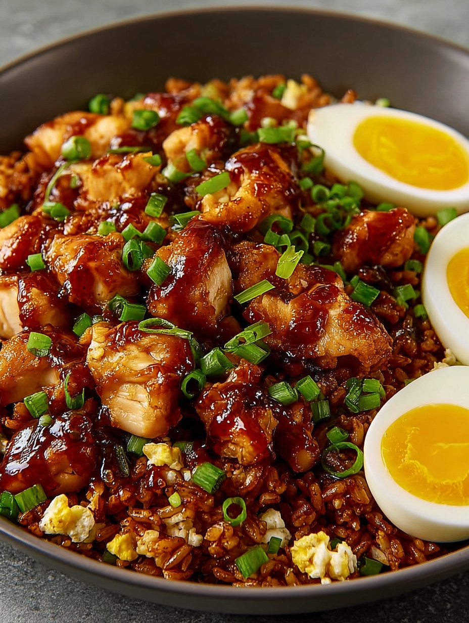 A bowl of rice with meat and vegetables.