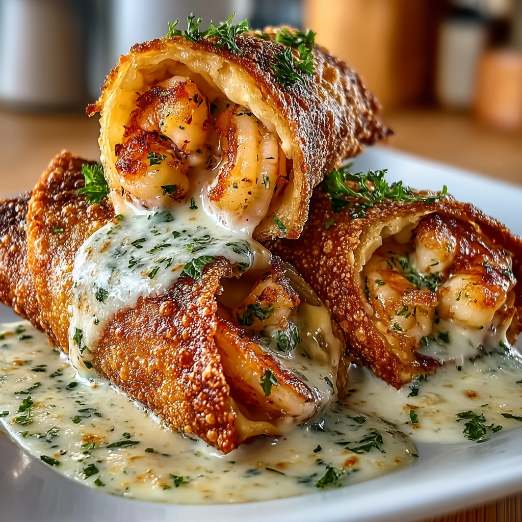 A plate of food with shrimp and cheese.