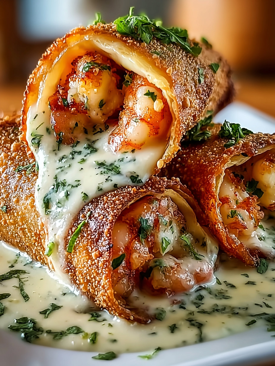 A plate of food with a shrimp roll.