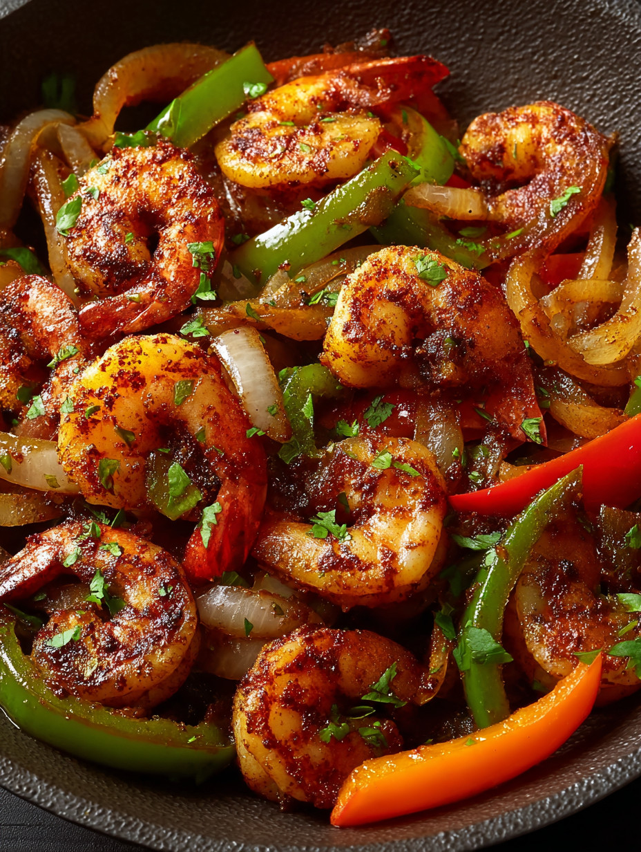 A bowl of shrimp and peppers.