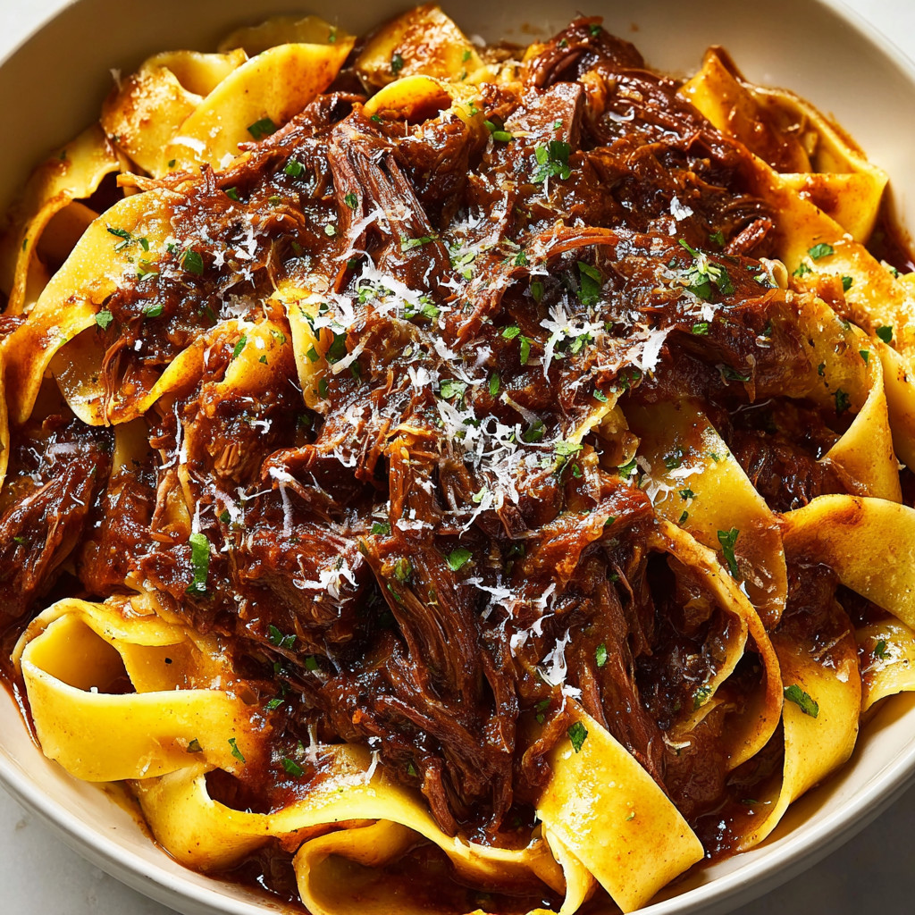 A bowl of pasta with meat and cheese.