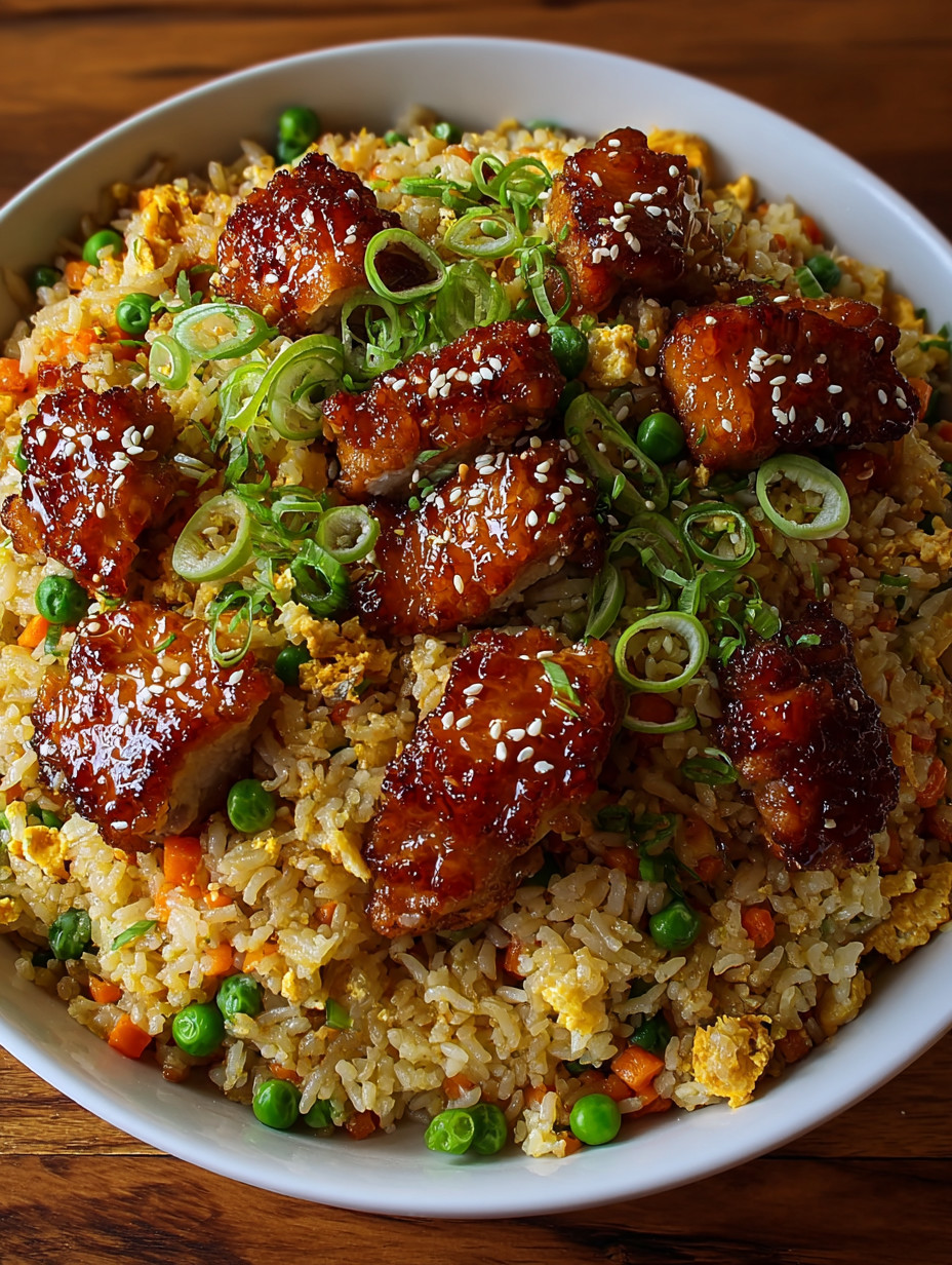 A bowl of rice with meat and vegetables.