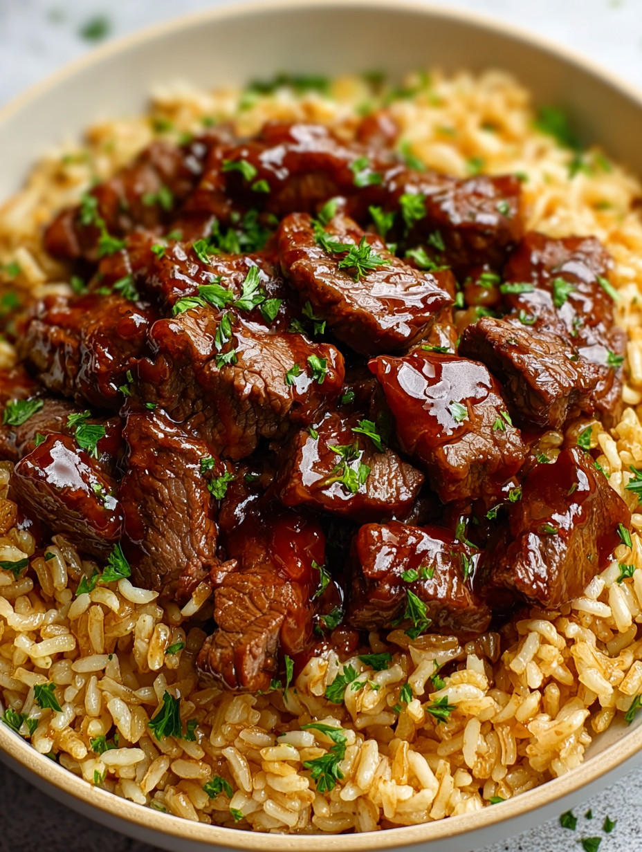 A bowl of rice with meat on top.