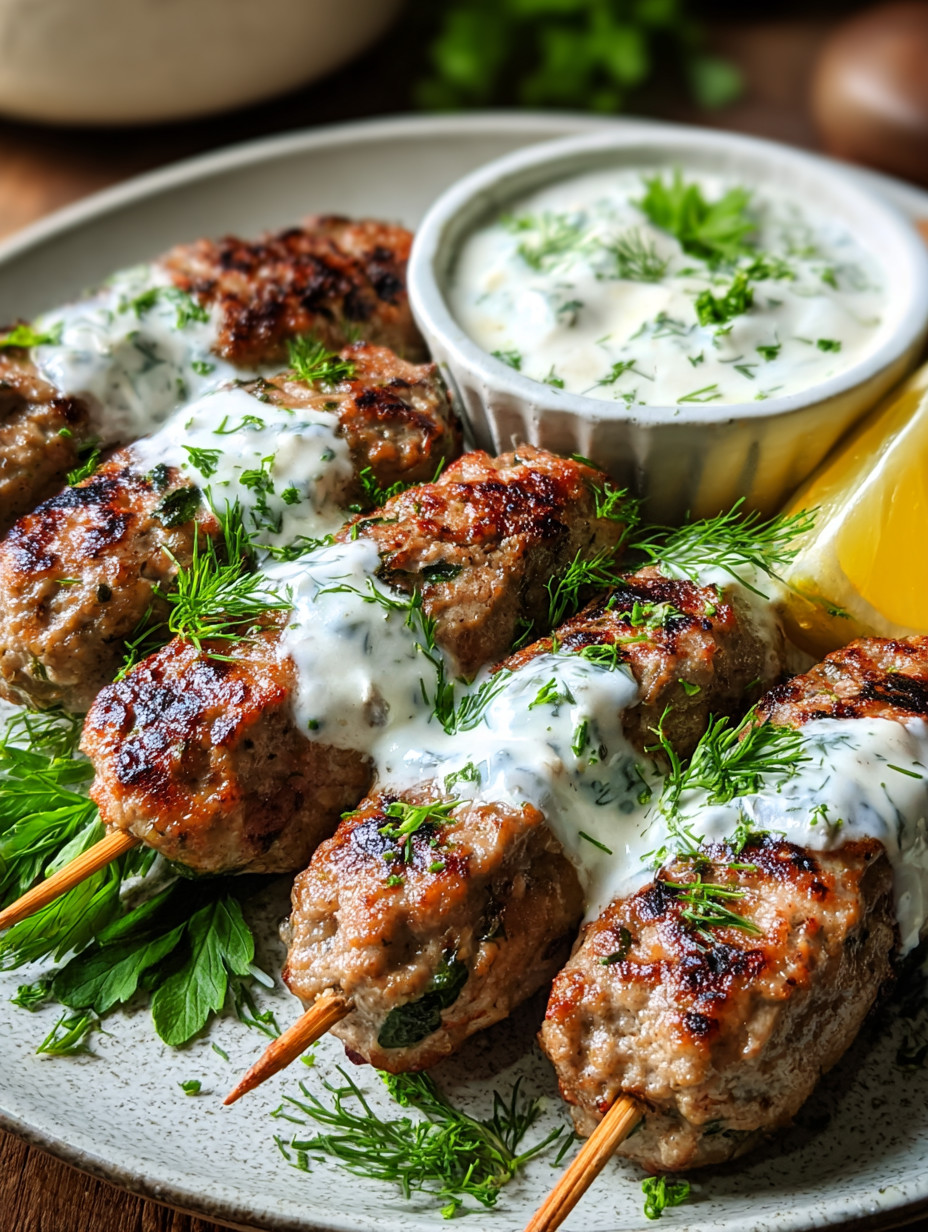 A plate of meatballs with a side of sour cream.