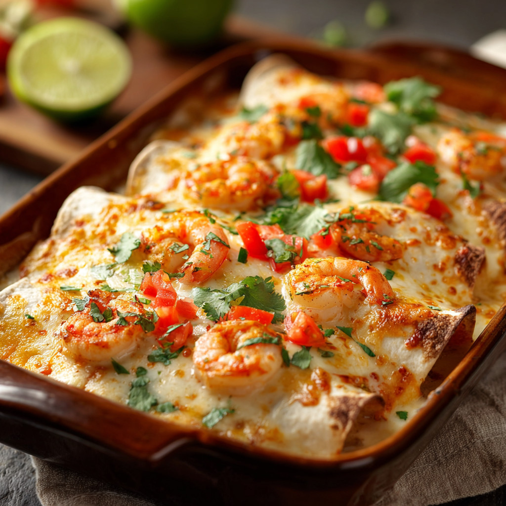 A dish of shrimp and cheese.