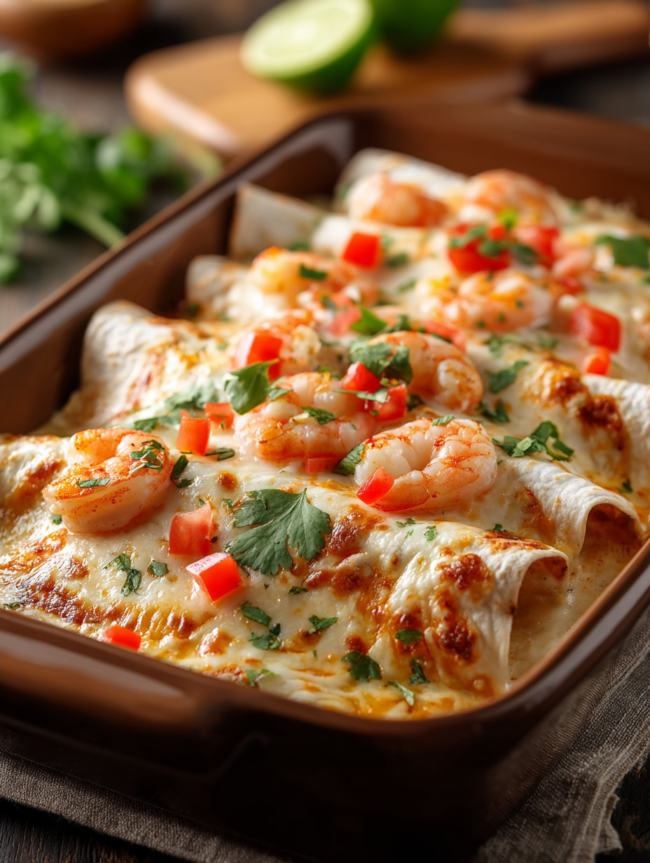 A dish of shrimp and cheese.