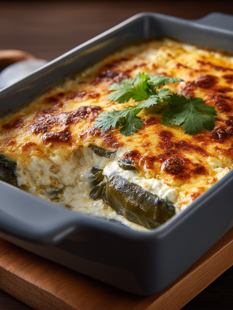 A dish of food with a green vegetable on top.