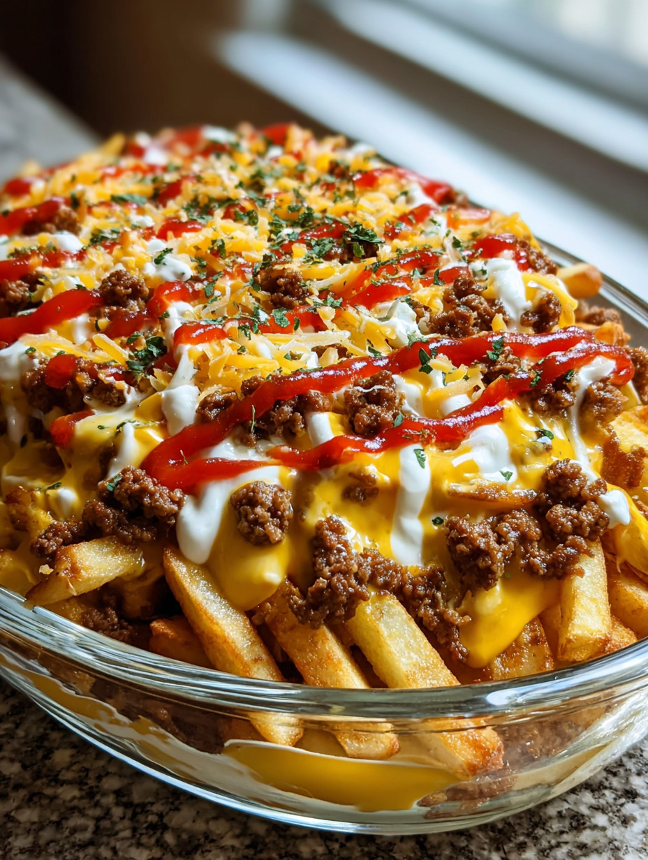 A plate of food with cheese and ketchup.