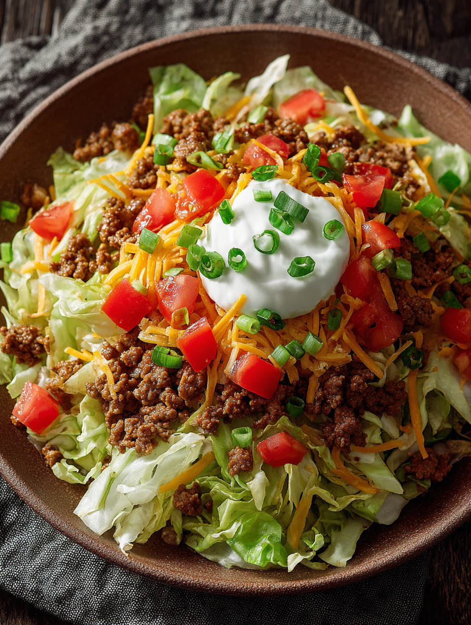 A bowl of food with lettuce, tomatoes, and cheese.