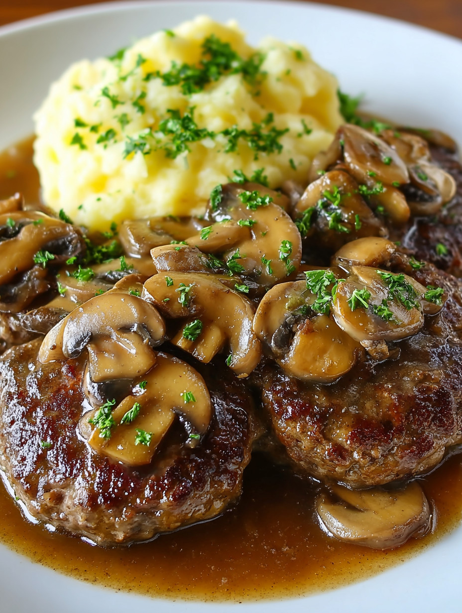 Mushrooms on a plate with meat.