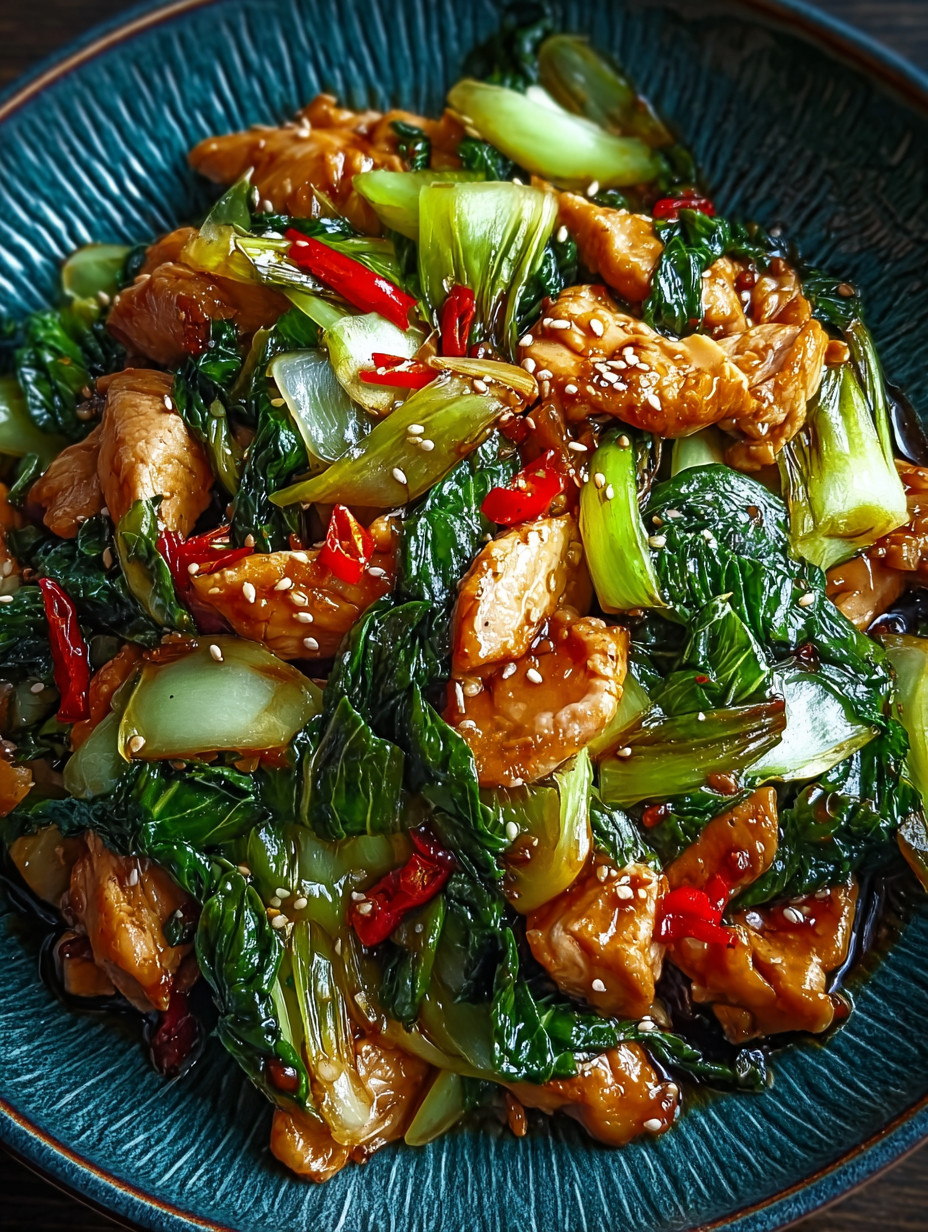 A bowl of chicken and vegetables.