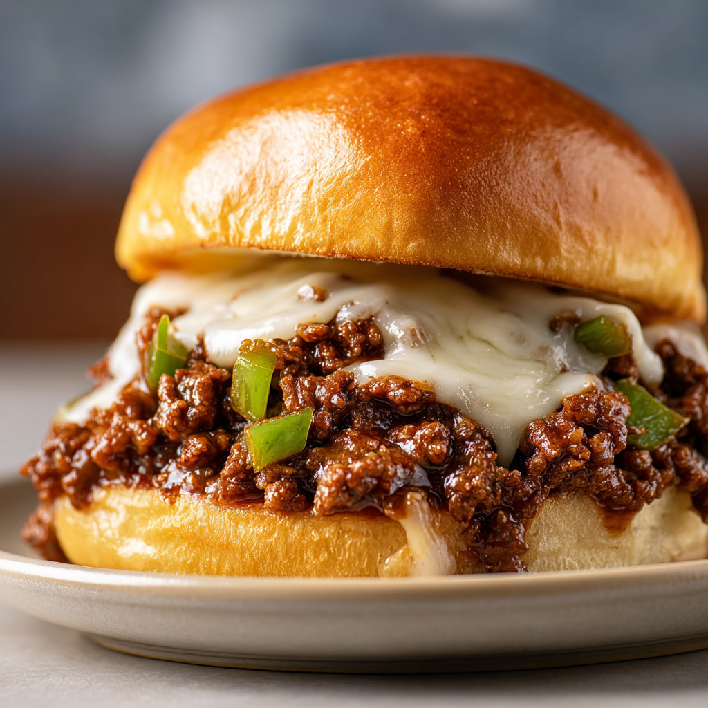 A burger with cheese and peppers.