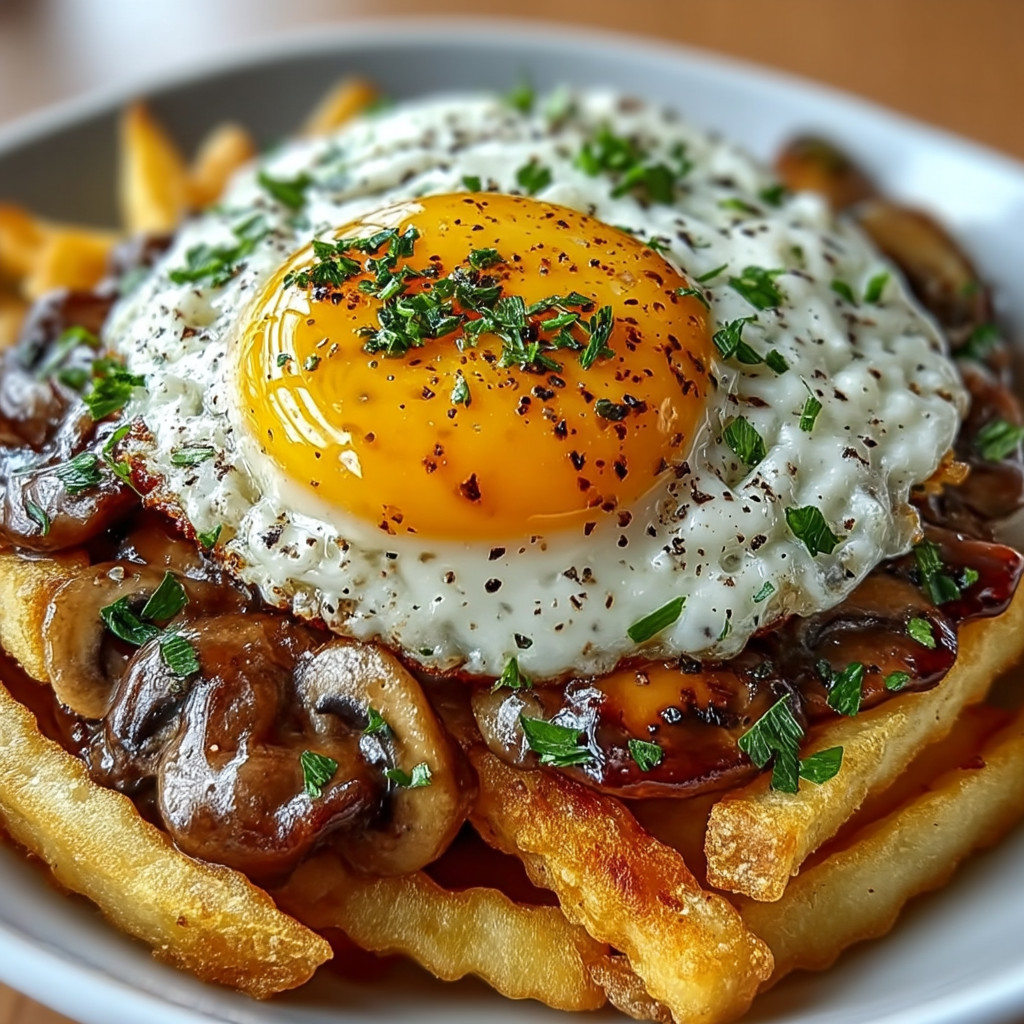 A plate of food with a fried egg on top.