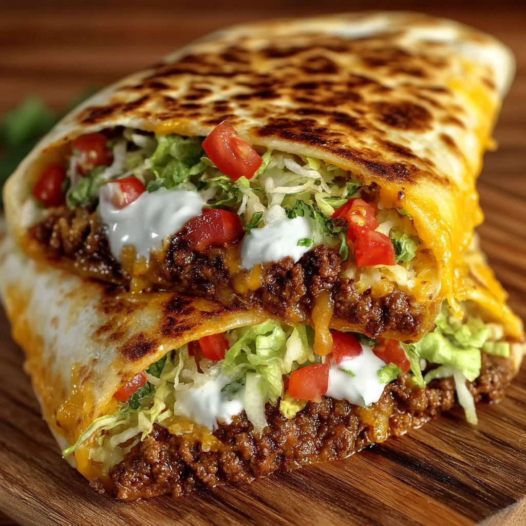 A burrito with lettuce and tomatoes.