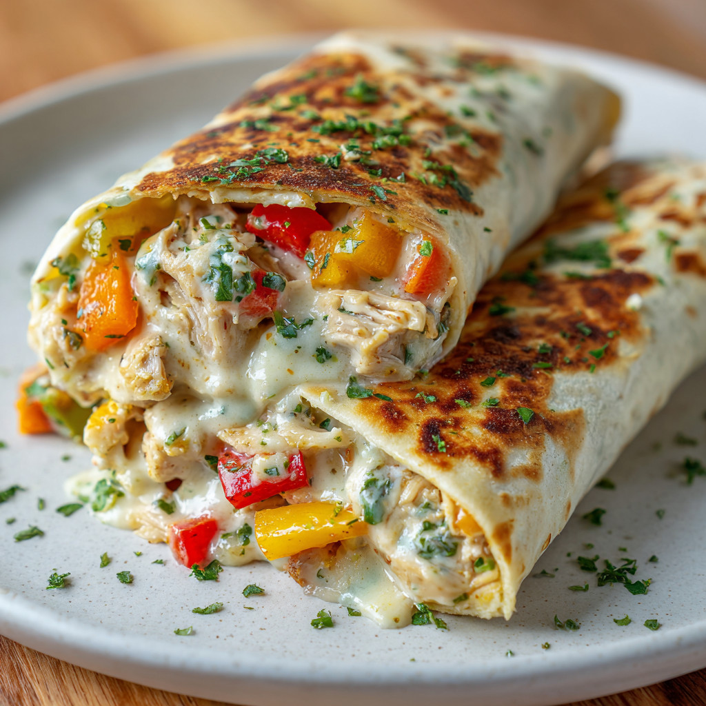 A plate with two burritos on it.