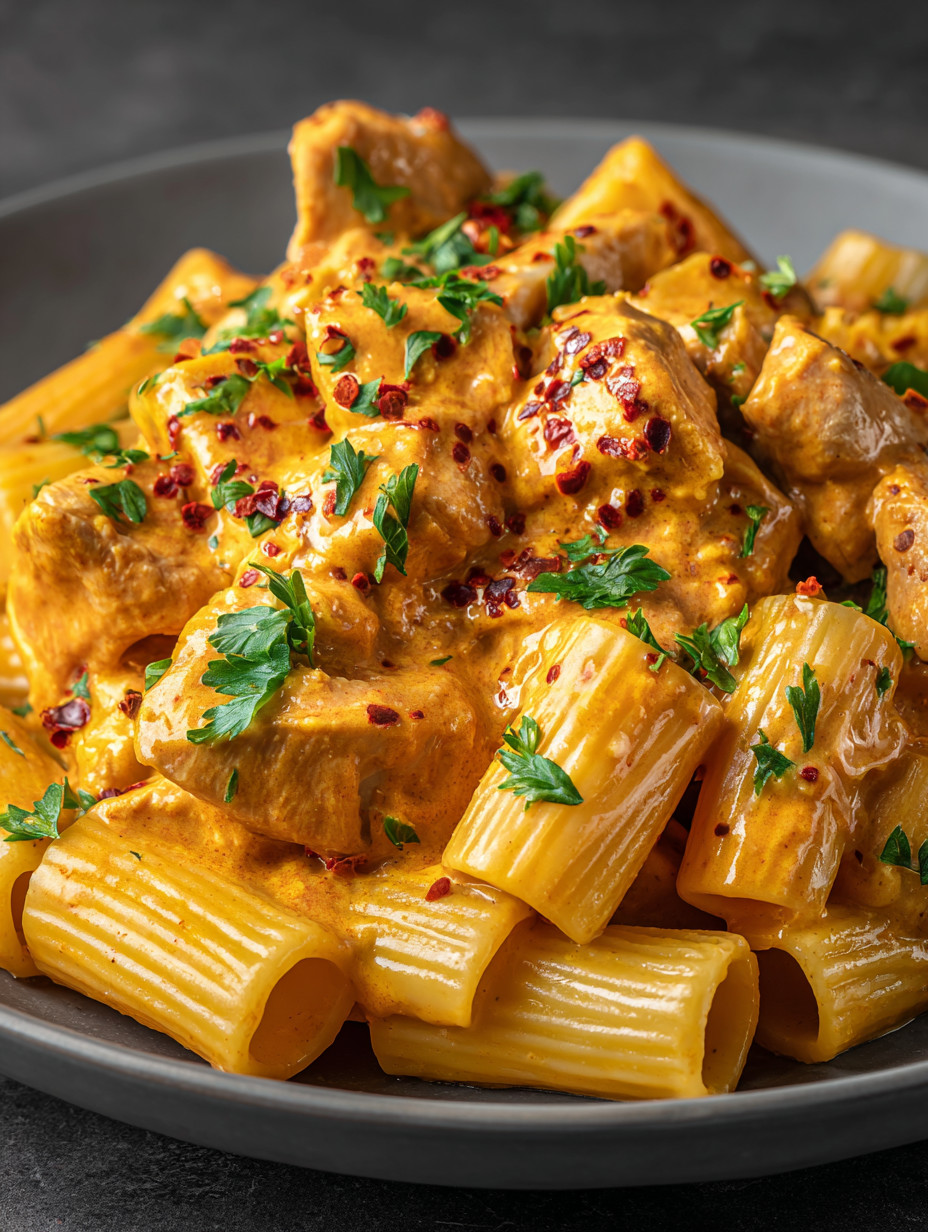 A plate of pasta with meat and sauce.