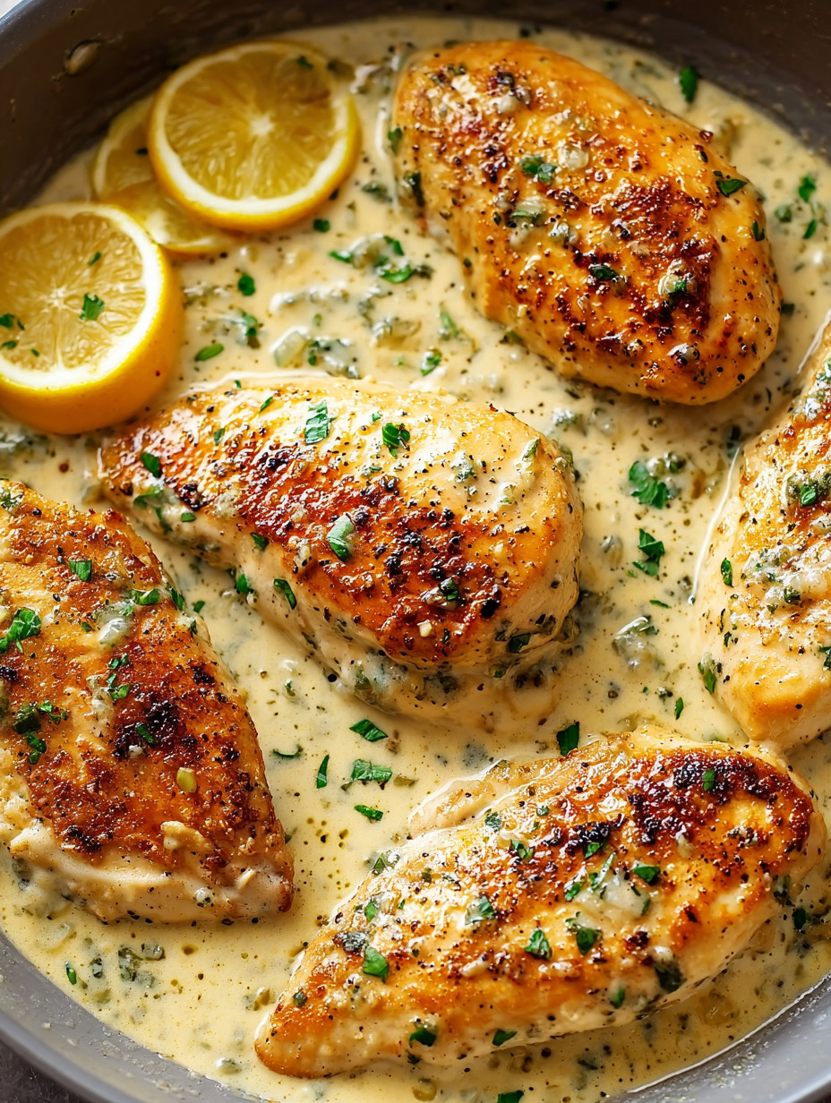 Chicken with lemon and herbs.