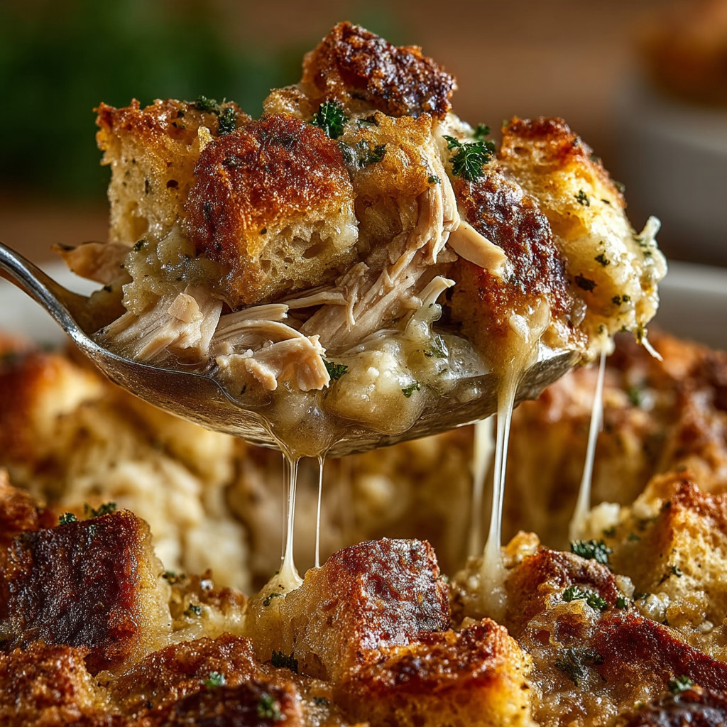 A spoonful of food with a bite taken out of it.