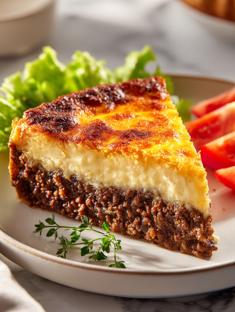 A slice of cheesecake on a plate.