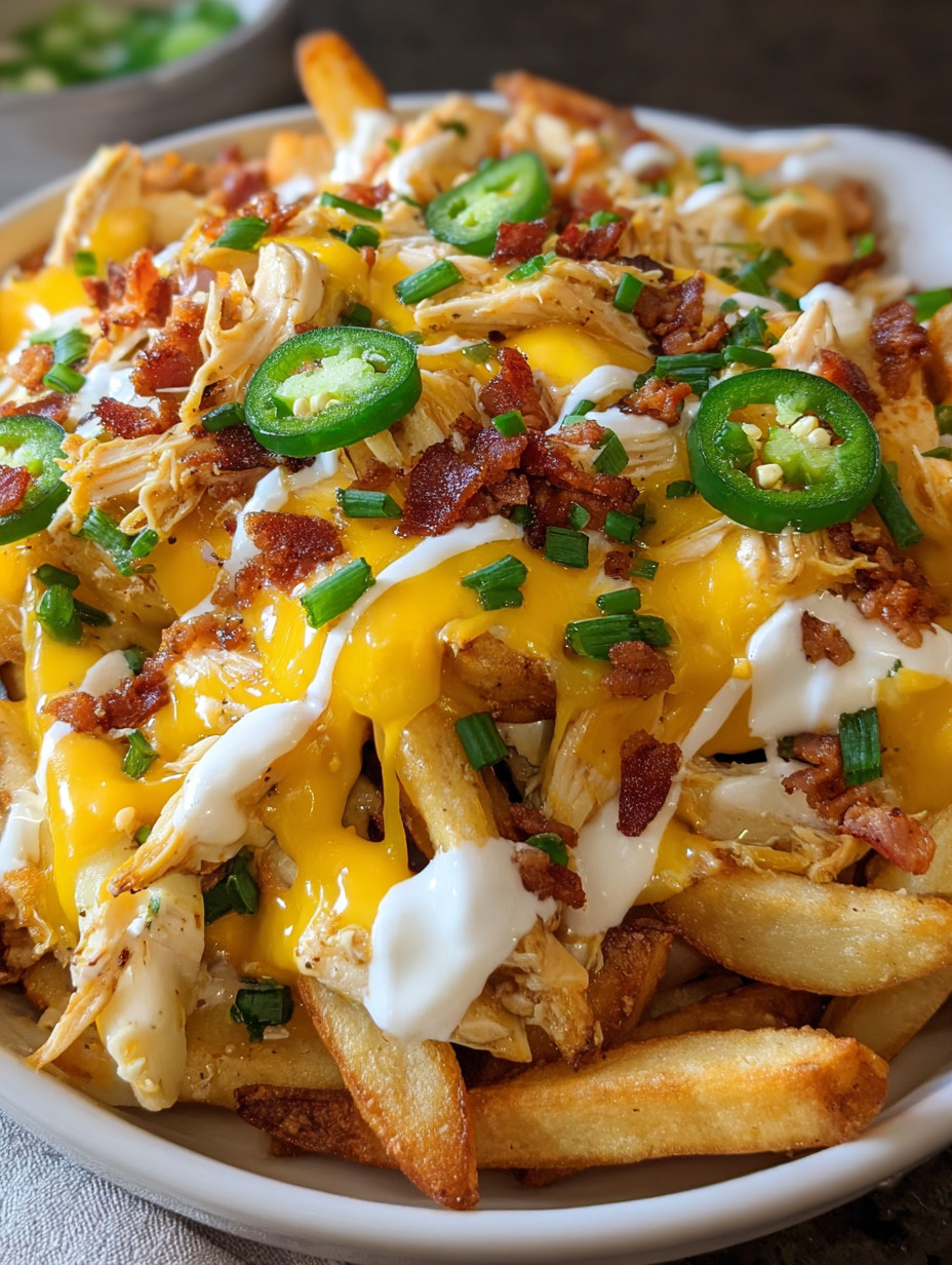 A plate of food with cheese and bacon.