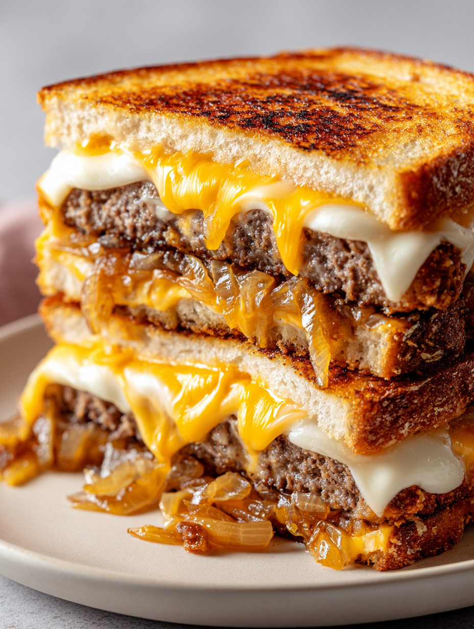 A stack of grilled cheese sandwiches.