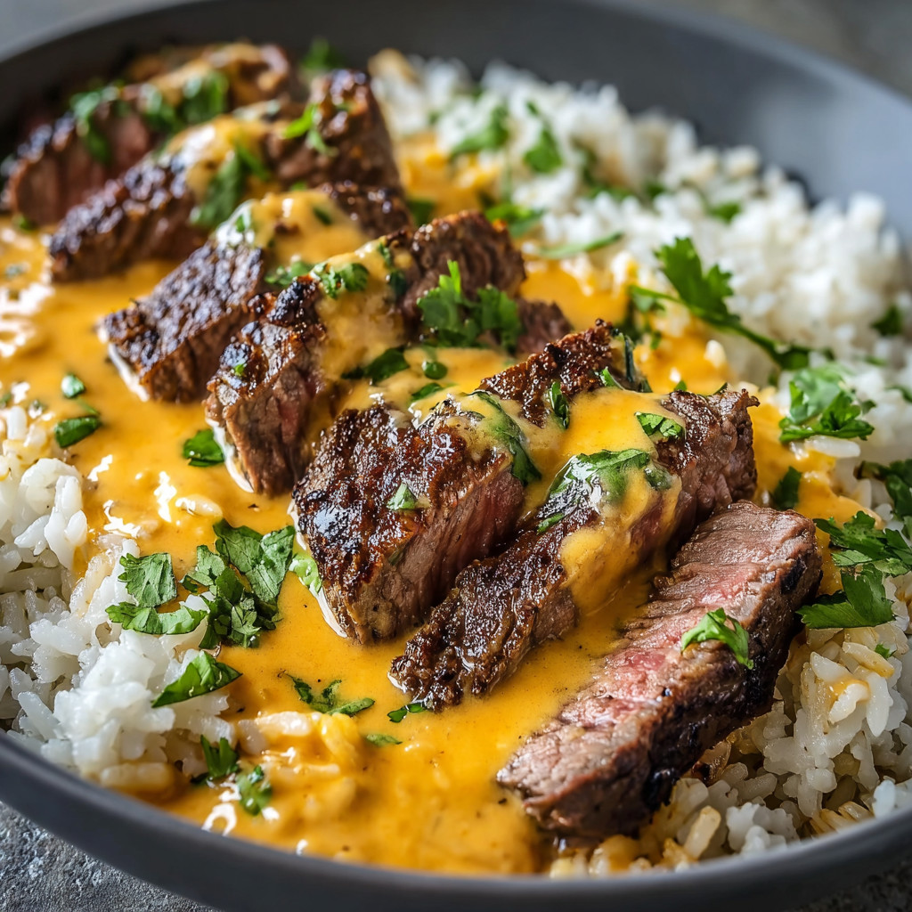 A bowl of rice with meat and sauce.