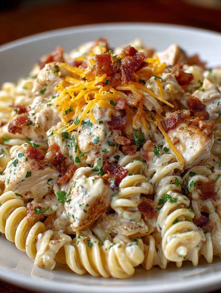 A plate of food with chicken and bacon.