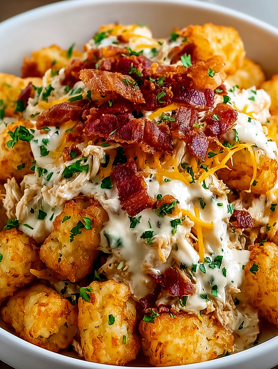 Bacon and cheese covered chicken bites.