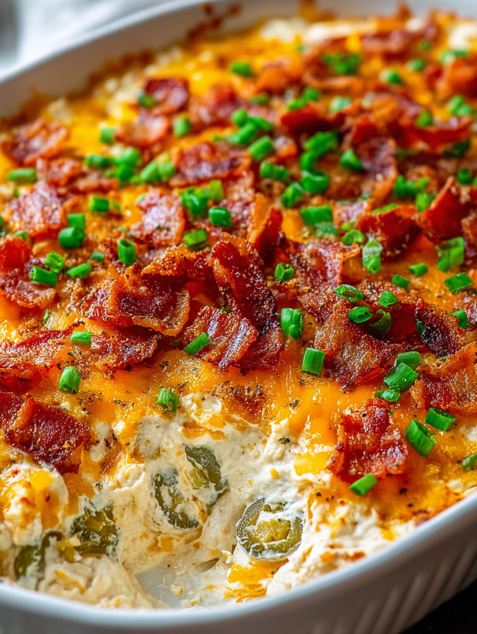 A dish with bacon and green peppers.