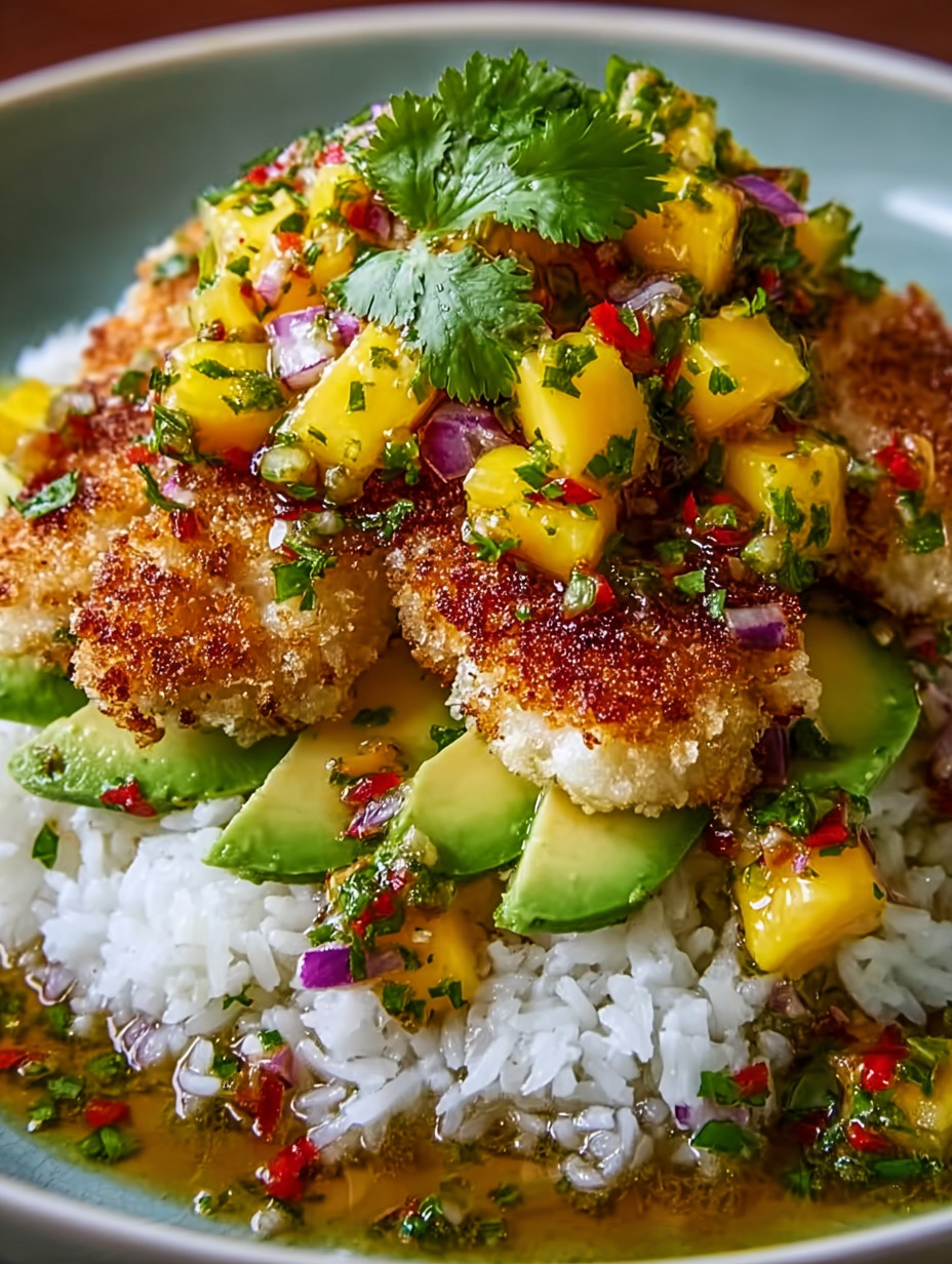 A plate of food with rice and chicken.