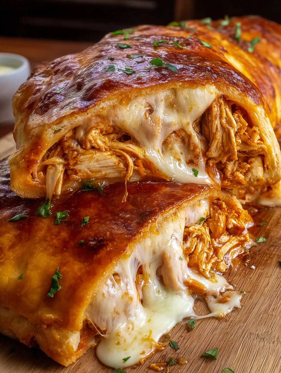 A piece of chicken with cheese on a plate.