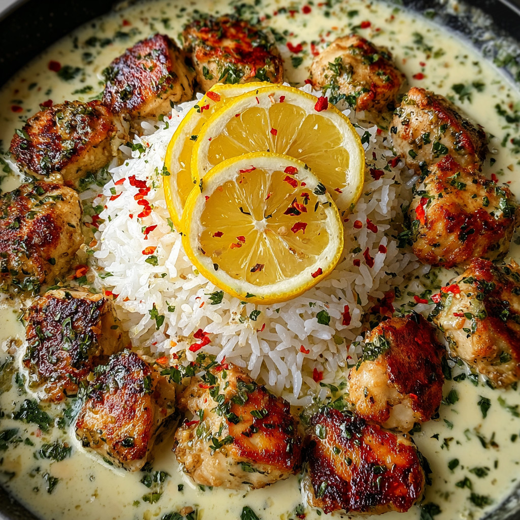 A bowl of rice with lemon wedges on top.