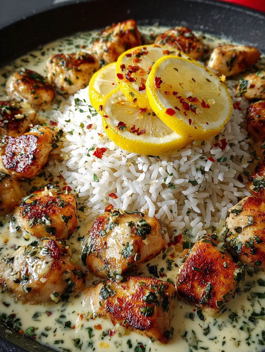 A plate of food with rice and lemon wedges.