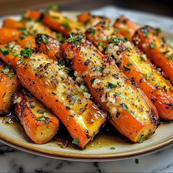 A plate of carrots with seasoning.