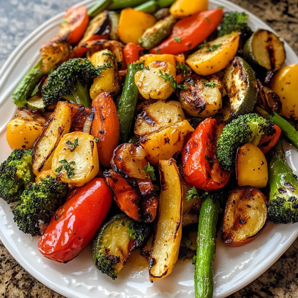 A plate of vegetables including broccoli, carrots, and peppers.