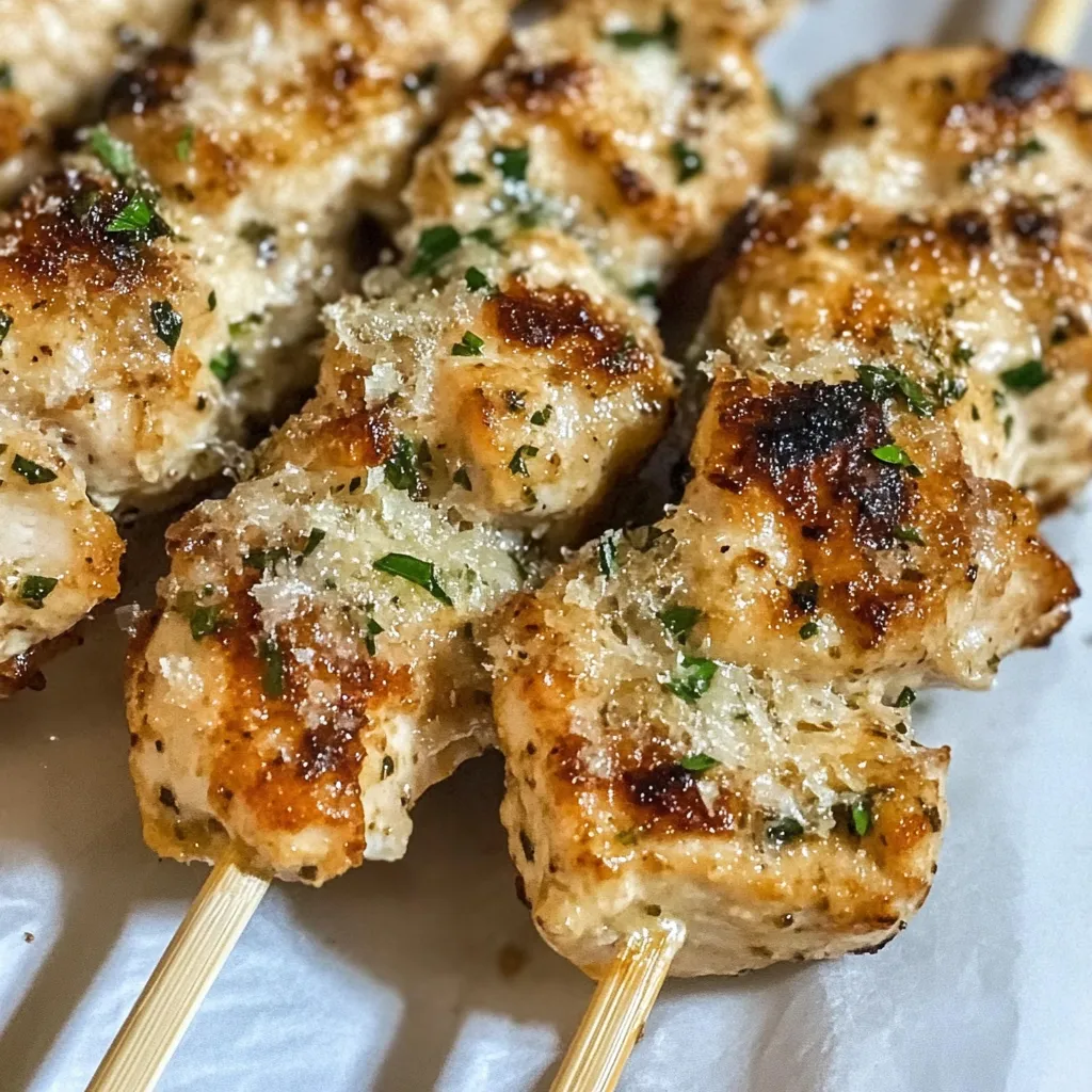 A plate of meat on a stick.