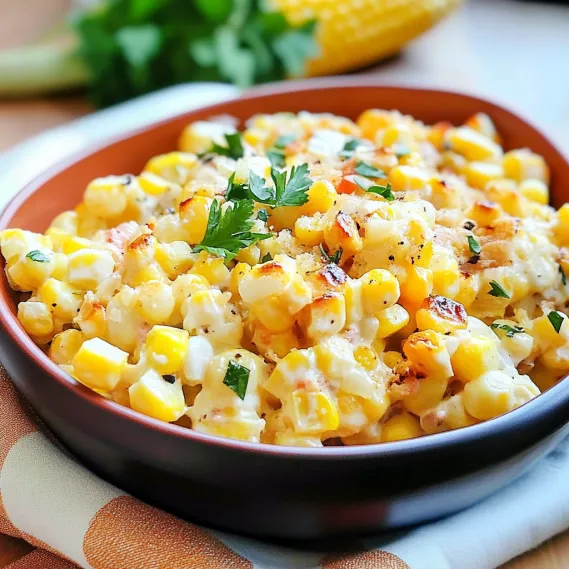 A bowl of grilled Mexican street corn salad.