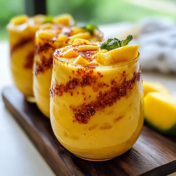 Two glasses of pineapple juice with a slice of pineapple in each.